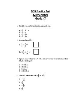 MeasurementReading a RulerAbsolute . . 7th grade math eog practice test